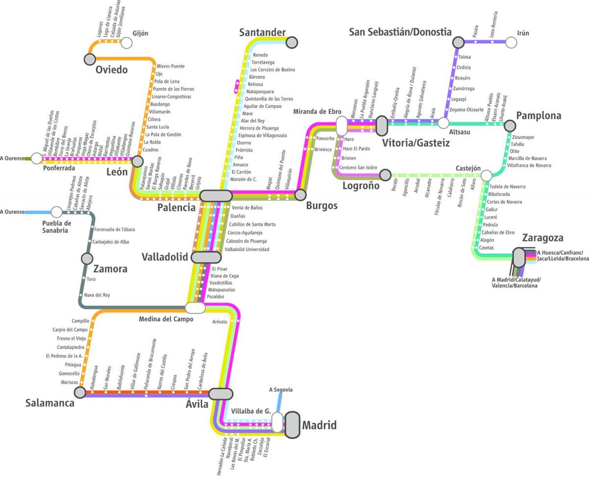 mapa renfe vlak mapu Madrid