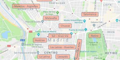 Mapu Madrid Španielsko štvrtí