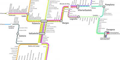 Mapa renfe vlak mapu Madrid