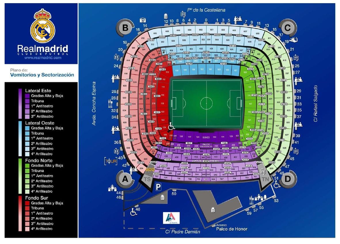 santiago bernabeu štadión mapu