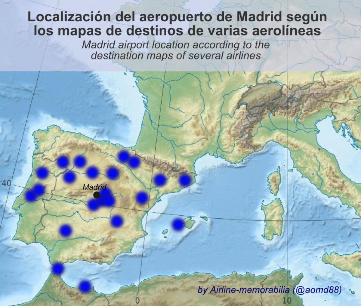 mapu Madrid airport destinácií