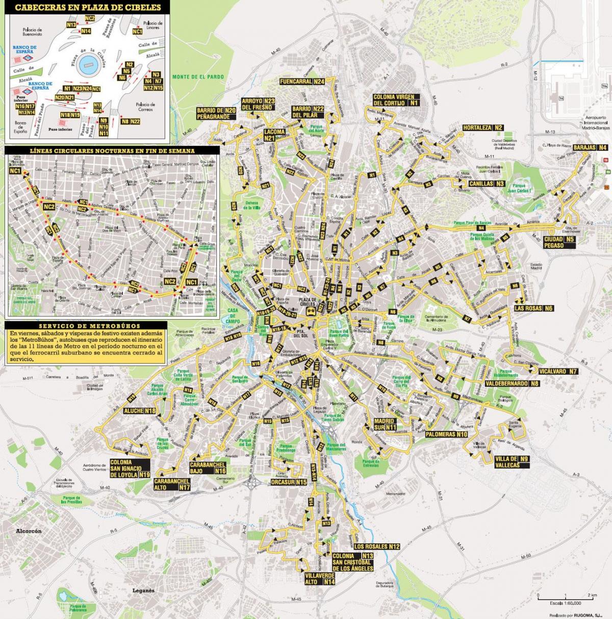 autobusovej trasy Madrid mapu