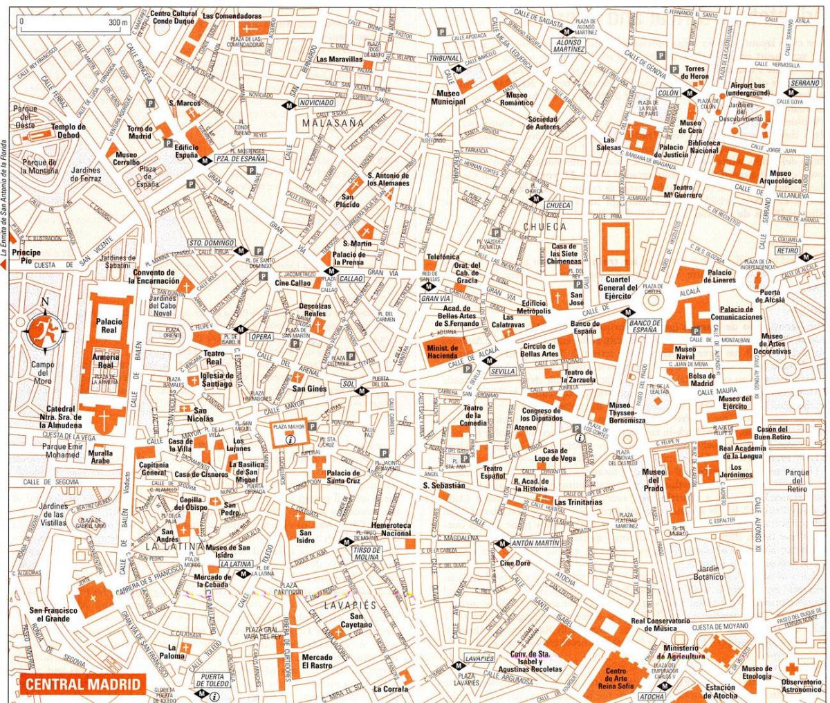 turistické mapy Madridu centrum