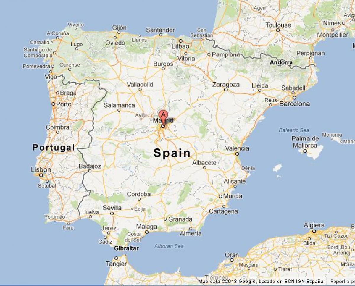 mapa Španielska ukazuje Madrid