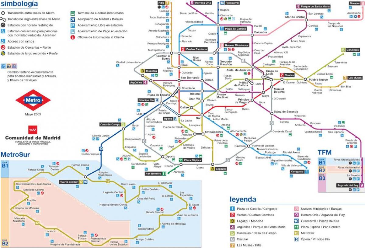 Madrid stanice metra mapu