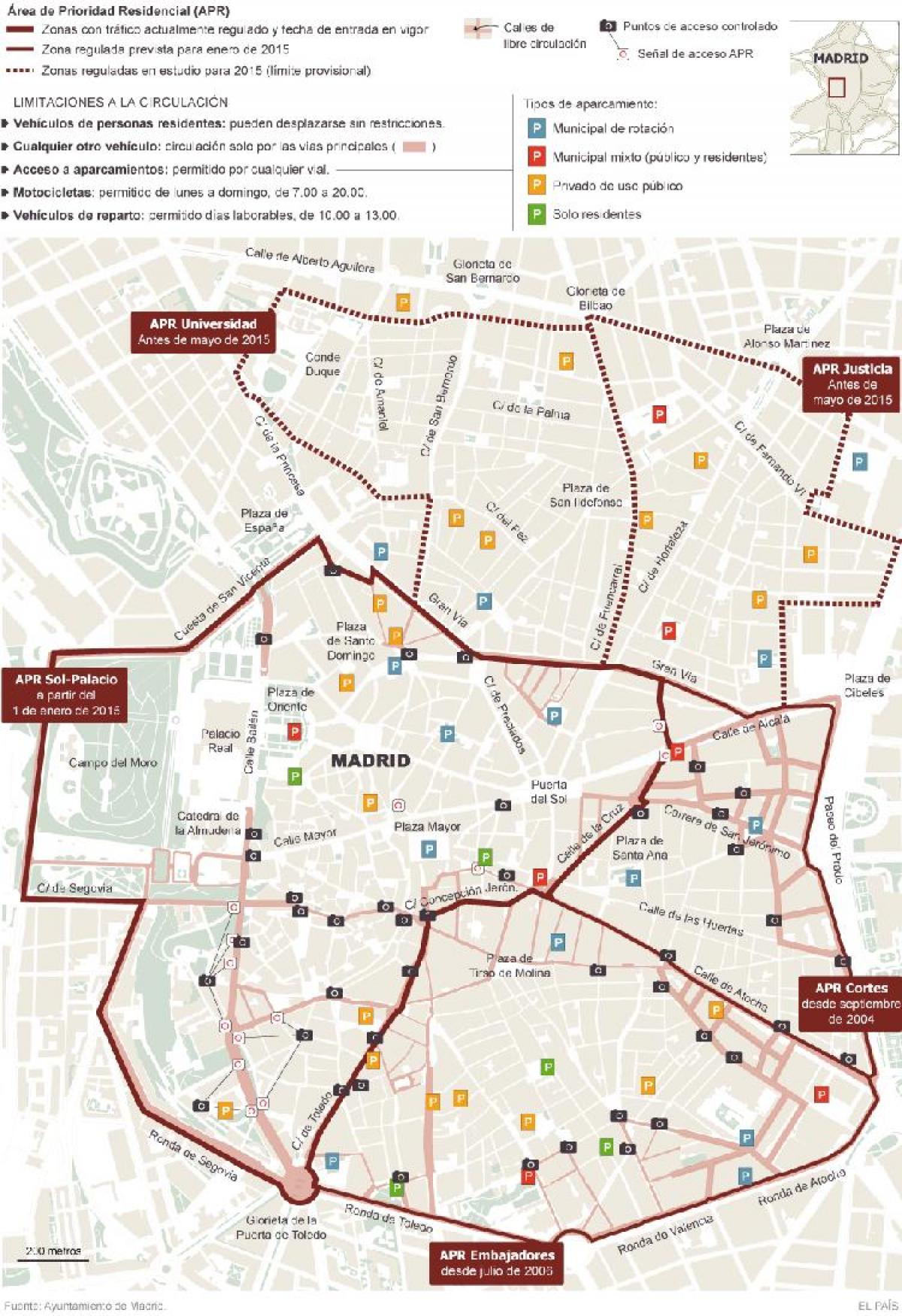mapu Madridu parkovanie