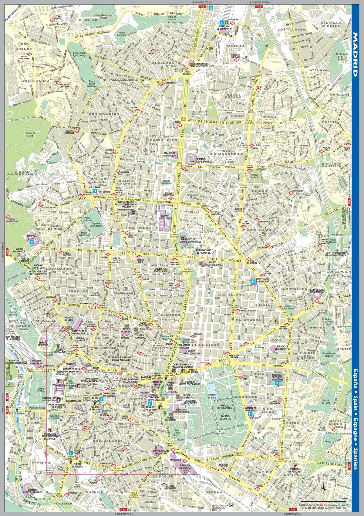 street mape, Madrid v centre mesta