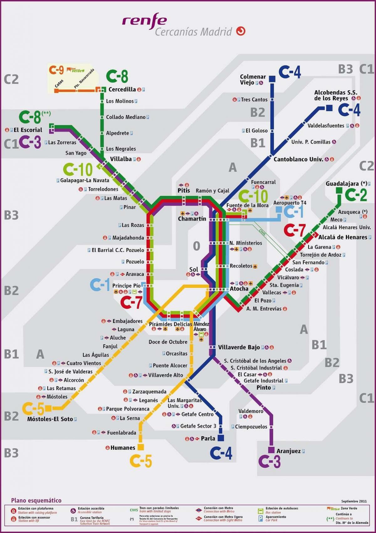 Madrid železničnú mapu