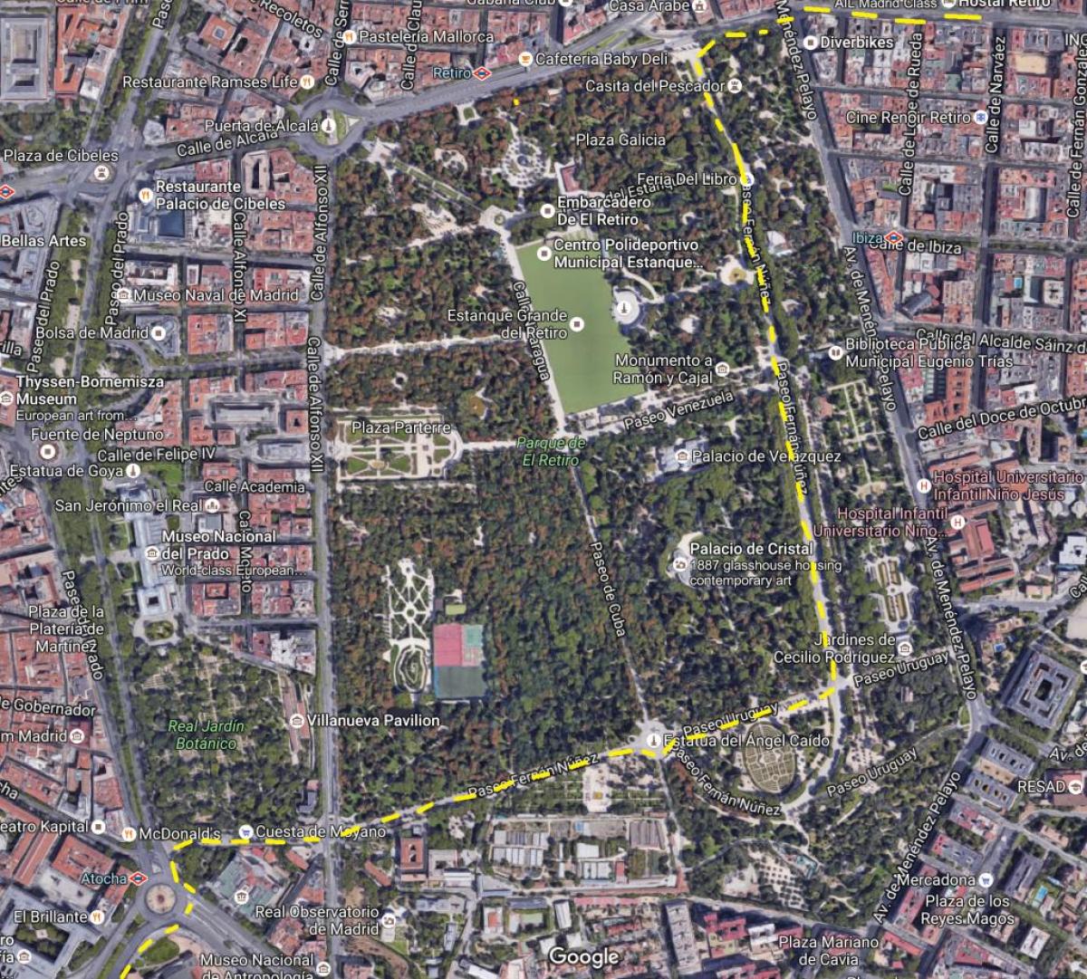 park retiro a Madrid mapu