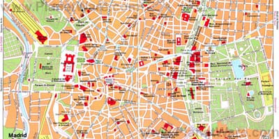 Mapa z burgundska street Madrid, Španielsko